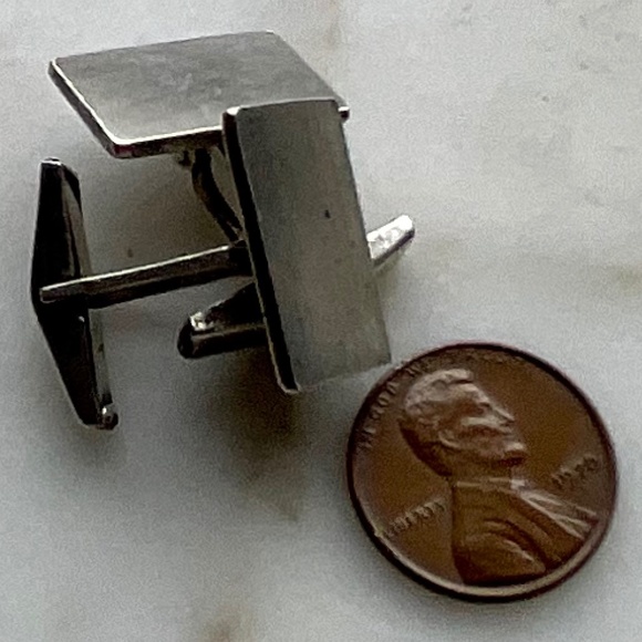 Vintage 925 Sterling Silver Rectangle Engravable Cufflinks 12g marked 38 - Picture 6 of 8